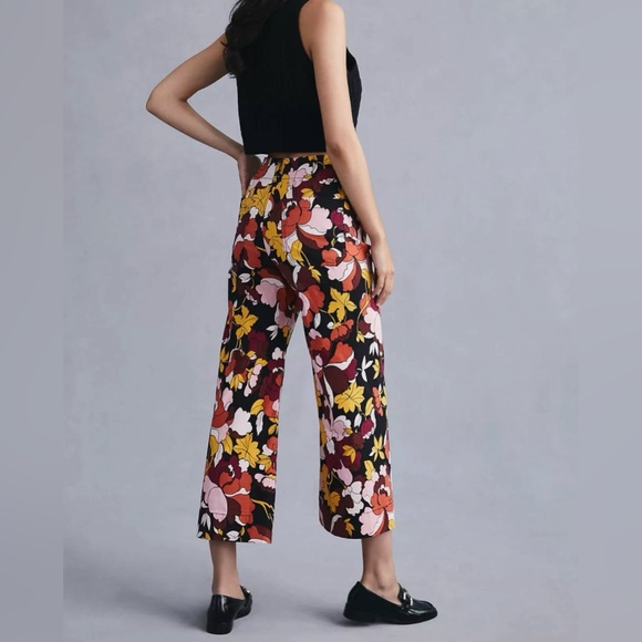 Anthropologie Maeve The Colette Multicolor Floral Wide, Cropped Pants, Size 30 - Picture 4 of 16